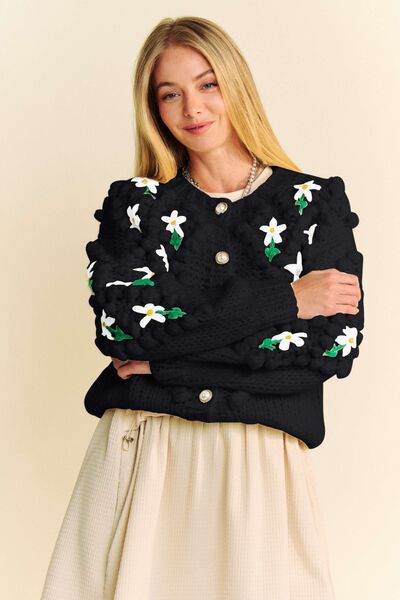 Davi & Dani Floral Pattern Button Down Cardigan - Hovatok