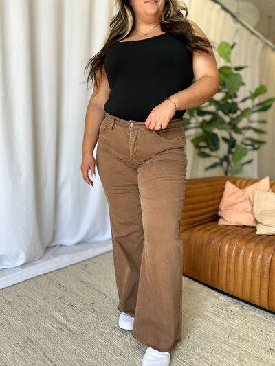 RFM Full Size High Rise Garment Dye Wide Leg Jeans - Hovatok