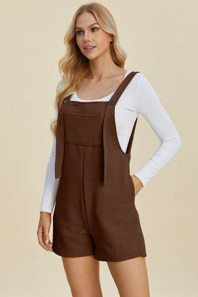 Double Take Full Size Texture Sleeveless Romper - Hovatok