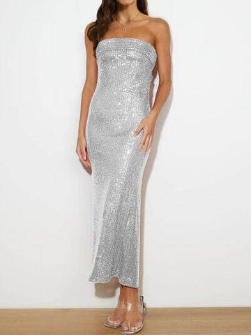 Sequin Cutout Tube Dress - Hovatok