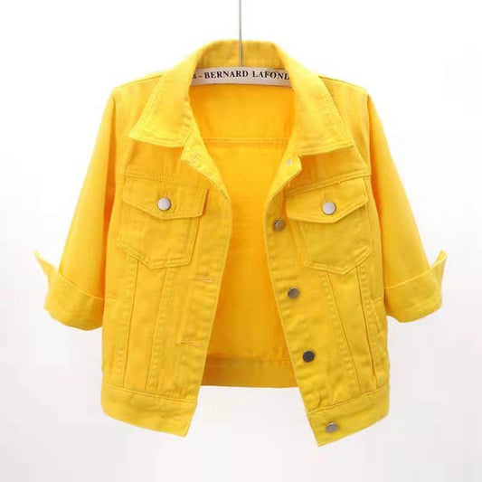 Full Size Cropped Denim Jacket Plus Size - Hovatok