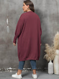 Plus Size Long Sleeve Pocketed Cardigan - Hovatok