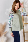 Hailey & Co Full Size Printed Round Neck Blouse - Hovatok