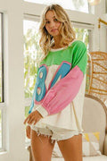 BiBi Color Block Patched Long Sleeve Top - Hovatok