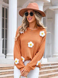 Angel Wings Flower Round Neck Long Sleeve Sweater - Hovatok