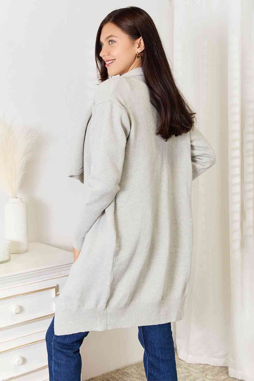 Angel Wings Open Front Duster Cardigan with Pockets - Hovatok