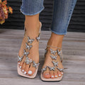 Rhinestone Butterfly Flat Sandals - Hovatok