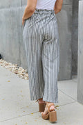 Heimish Find Your Path Full Size Paperbag Waist Striped Culotte Pants - Hovatok