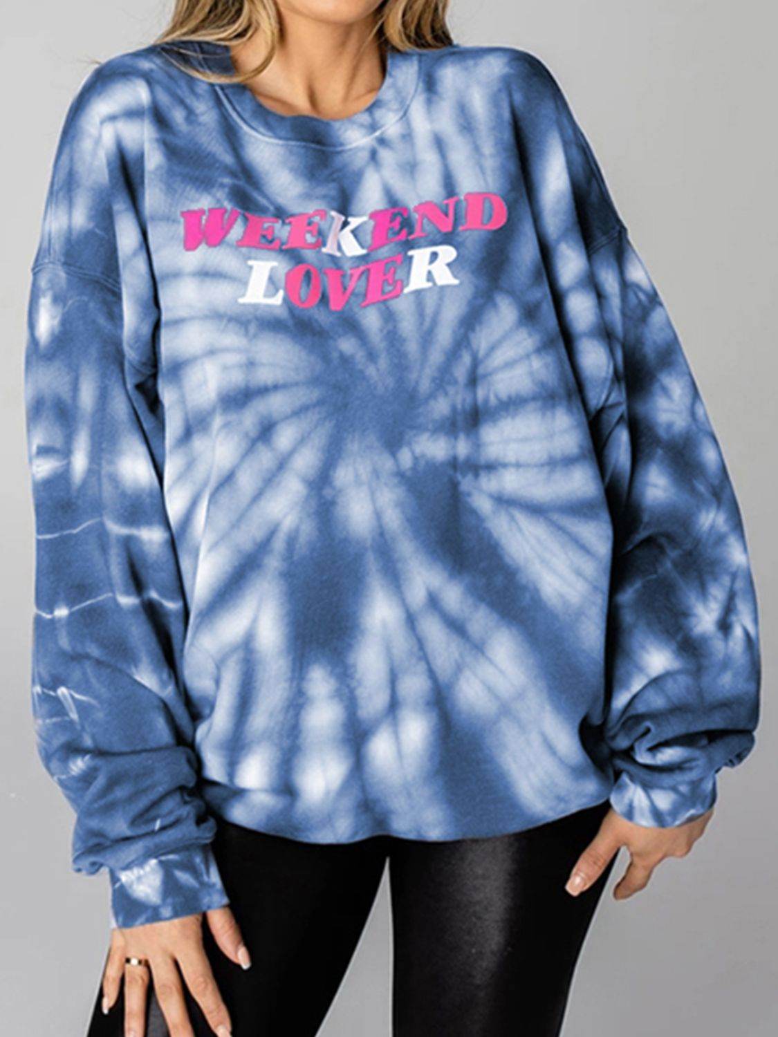 WEEKEND LOVER Graphic Tie-Dye Sweatshirt - Hovatok