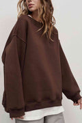 Oversize Round Neck Dropped Shoulder Sweatshirt - Hovatok