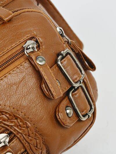Multi Pockets PU Leather Shoulder Bag - Hovatok