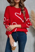 Angel Wings Heart Dropped Shoulder Long Sleeve Sweater - Hovatok
