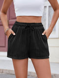 Florira Texture Drawstring Shorts - Hovatok