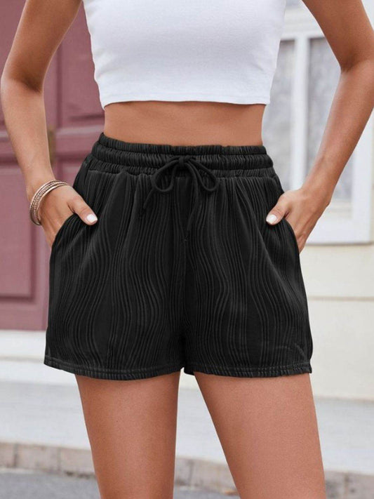 Florira Texture Drawstring Shorts - Hovatok