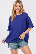 Cesfemme Textured Drop Shoulder T-Shirt - Hovatok
