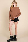 BOMBOM Drop Shoulder Long Sleeve Knit Top - Hovatok