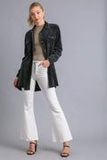 Umgee Raw Hem Button Down Denim Jacket with Chest Pockets - Hovatok