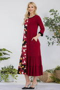 Celeste Full Size Color Block Midi Dress Plus Size - Hovatok
