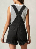 Square Neck Wide Strap Denim Overalls - Hovatok