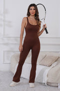 Scoop Neck Wide Strap Active Jumpsuit - Hovatok