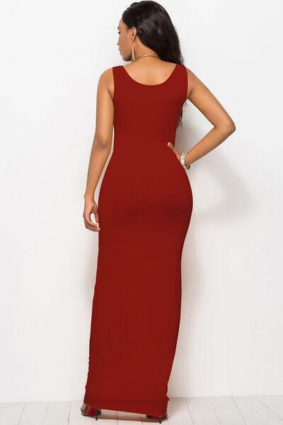 Scoop Neck Wide Strap Maxi Dress - Hovatok