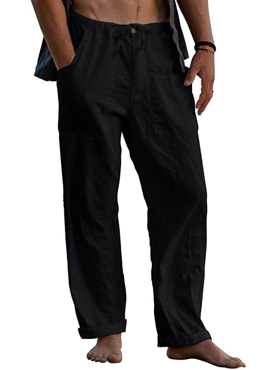 Men's Full Size Drawstring Straight Leg Pants Plus Size - Hovatok