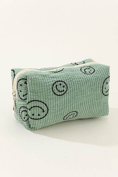 Zenana Smiley Face Corduroy Cosmetic Pouch - Hovatok