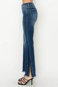 RISEN Full Size High Rise Side Shadow Seam Detail Slit Flare Jeans - Hovatok