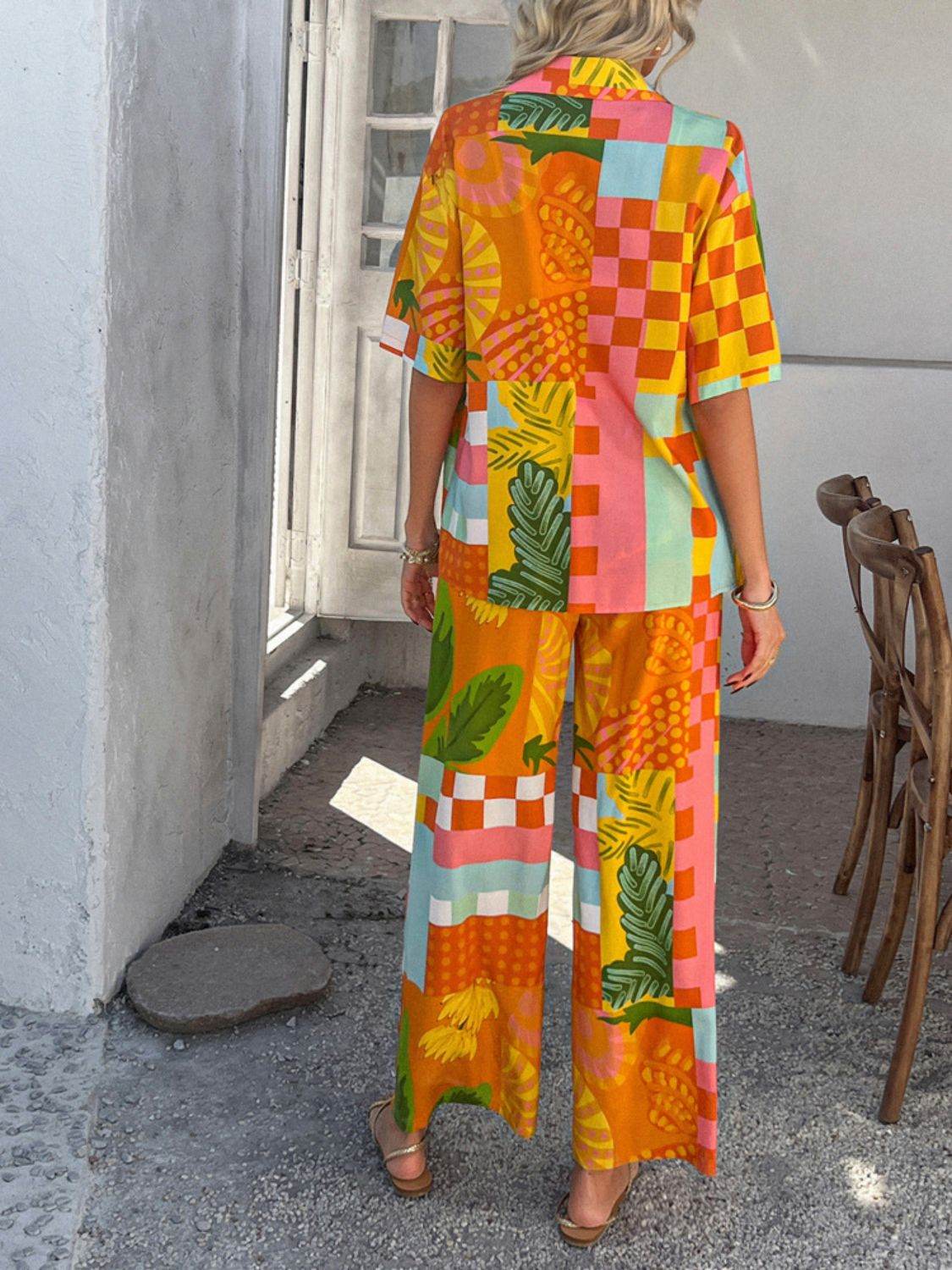 Devine Printed Button Down Shirt and Pants Set - Hovatok