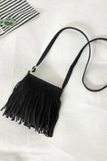 Adored PU Leather Crossbody Bag with Fringe - Hovatok