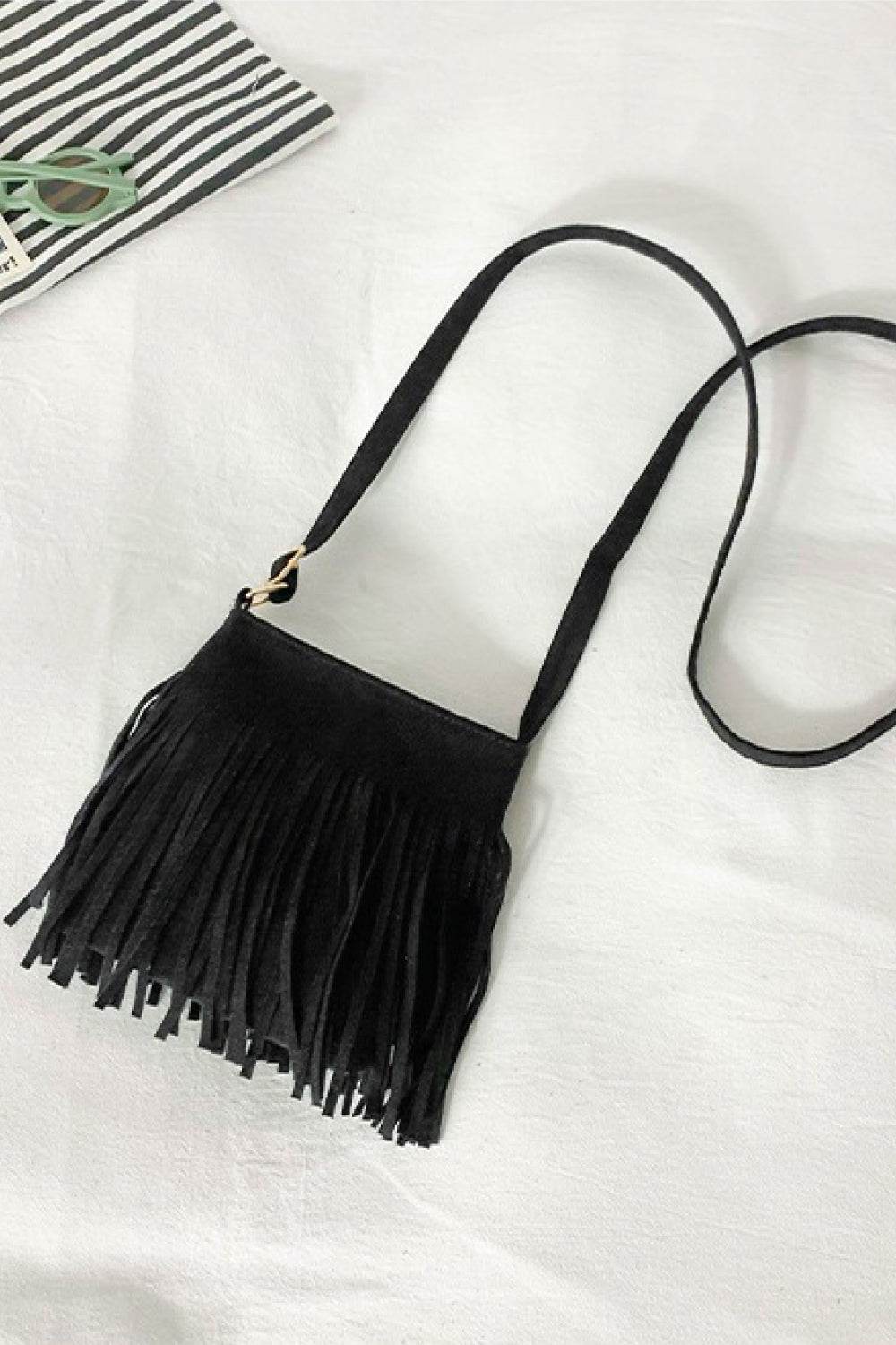 Adored PU Leather Crossbody Bag with Fringe - Hovatok