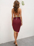 Rainbow Pompom Trim Swim Skirt - Hovatok