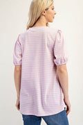 Celeste Full Size Gingham Print Top With Puff Sleeves Plus Size - Hovatok