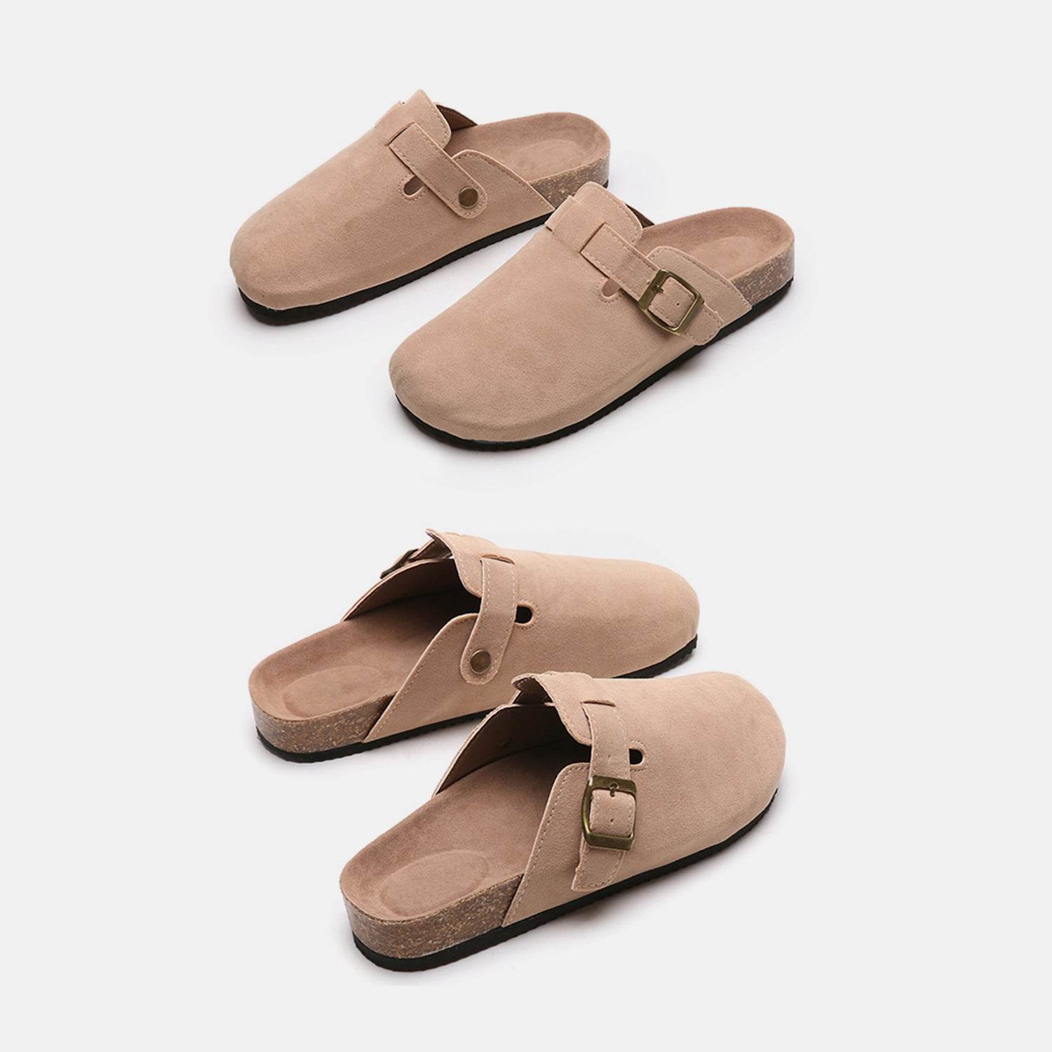 Suede Closed Toe Buckle Slide - Hovatok