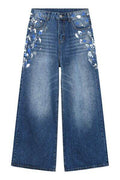 Watercolor Wide Leg Jeans with Pockets - Hovatok