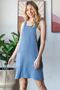 Heimish Full Size Ribbed Sleeveless Mini Tank Dress Plus Size - Hovatok