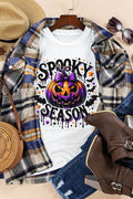 Full Size Jack-O'-Lantern Graphic Round Neck Short Sleeve T-Shirt - Hovatok