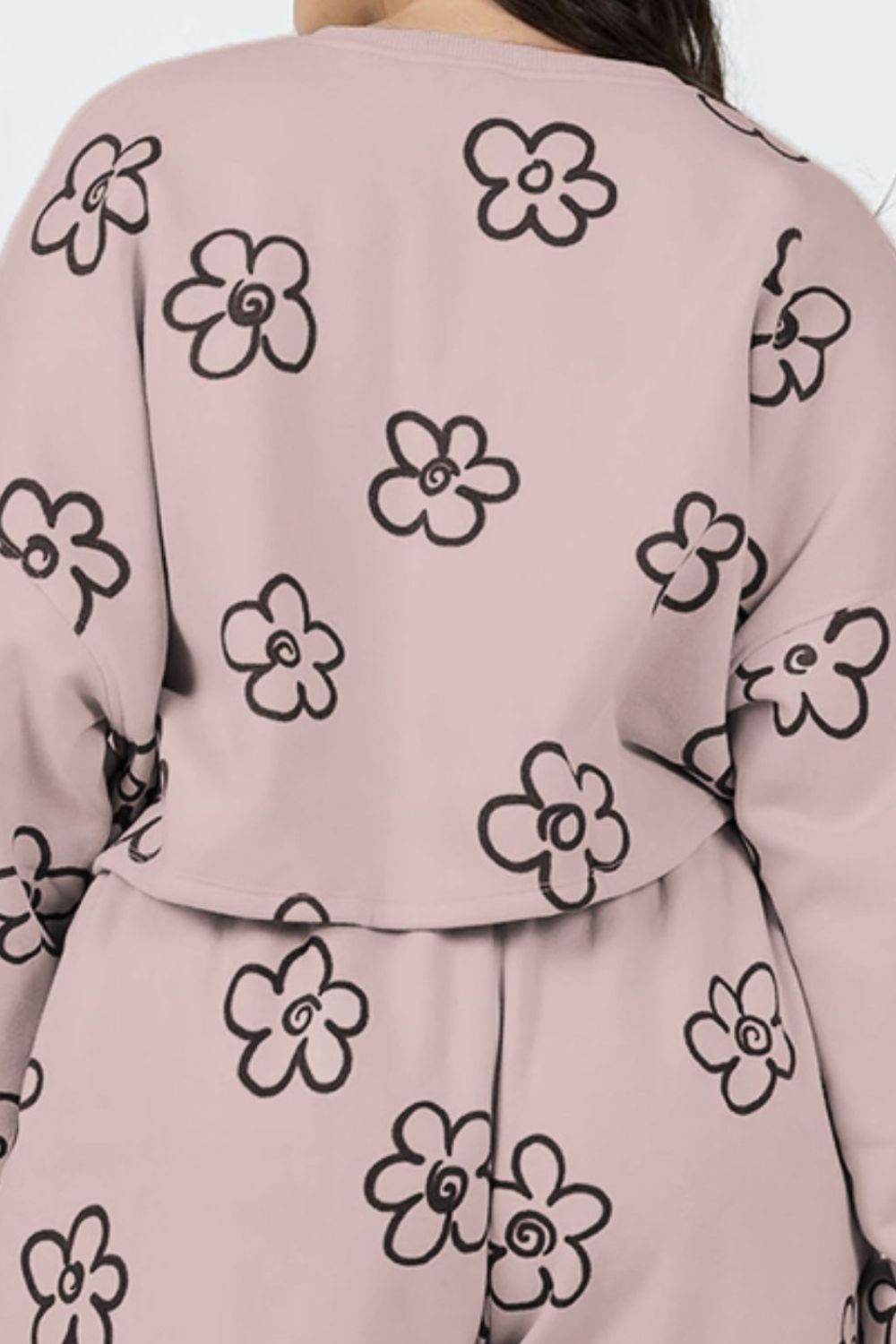 Floral Dropped Shoulder Sweatshirt and Shorts Set - Hovatok