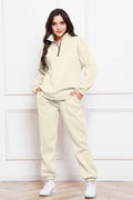 Half Zip Long Sleeve Sweatshirt and Pants Set - Hovatok