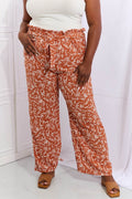Heimish Right Angle Full Size Geometric Printed Pants in Red Orange - Hovatok