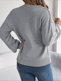 Cable-Knit Buttoned V-Neck Sweater - Hovatok