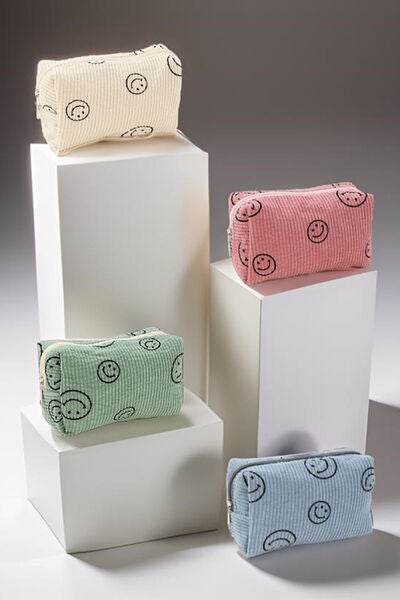 Zenana Smiley Face Corduroy Cosmetic Pouch - Hovatok