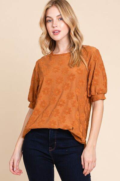 BOMBOM Textured Floral Pattern Top - Hovatok