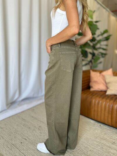 RFM Full Size High Rise Garment Dye Wide Leg Jeans - Hovatok
