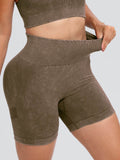Washed High Waist Active Shorts - Hovatok