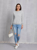 Round Neck Dropped Shoulder Sweatshirt - Hovatok