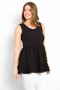Be Stage Ruffled Sleeveless Babydoll Top - Hovatok