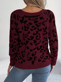 Leopard Buttoned Square Neck Sweater - Hovatok
