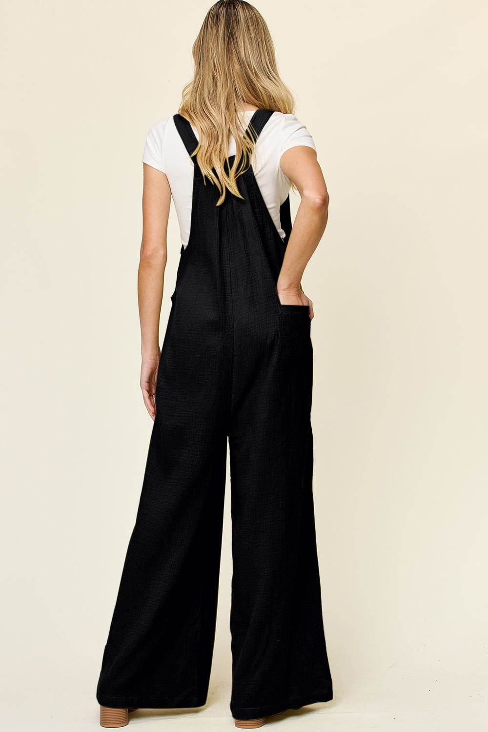 Double Take Full Size Texture Wide Strap Wide Leg Overall - Hovatok