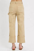 RISEN Full Size High Rise Wide Straight Cuffed Patch Jeans Plus Size - Hovatok